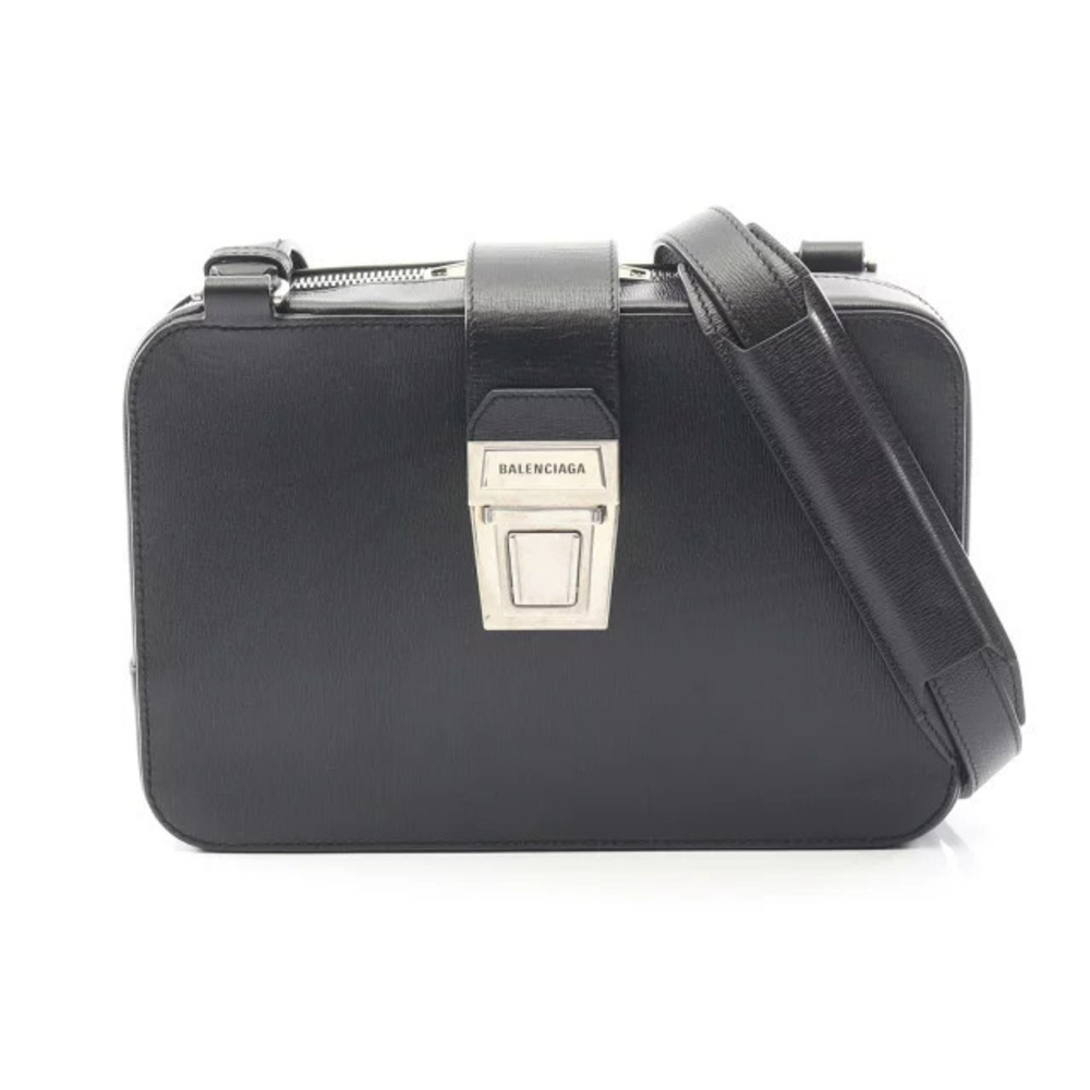 Balenciaga Tuck Shoulder Bag Leather Black